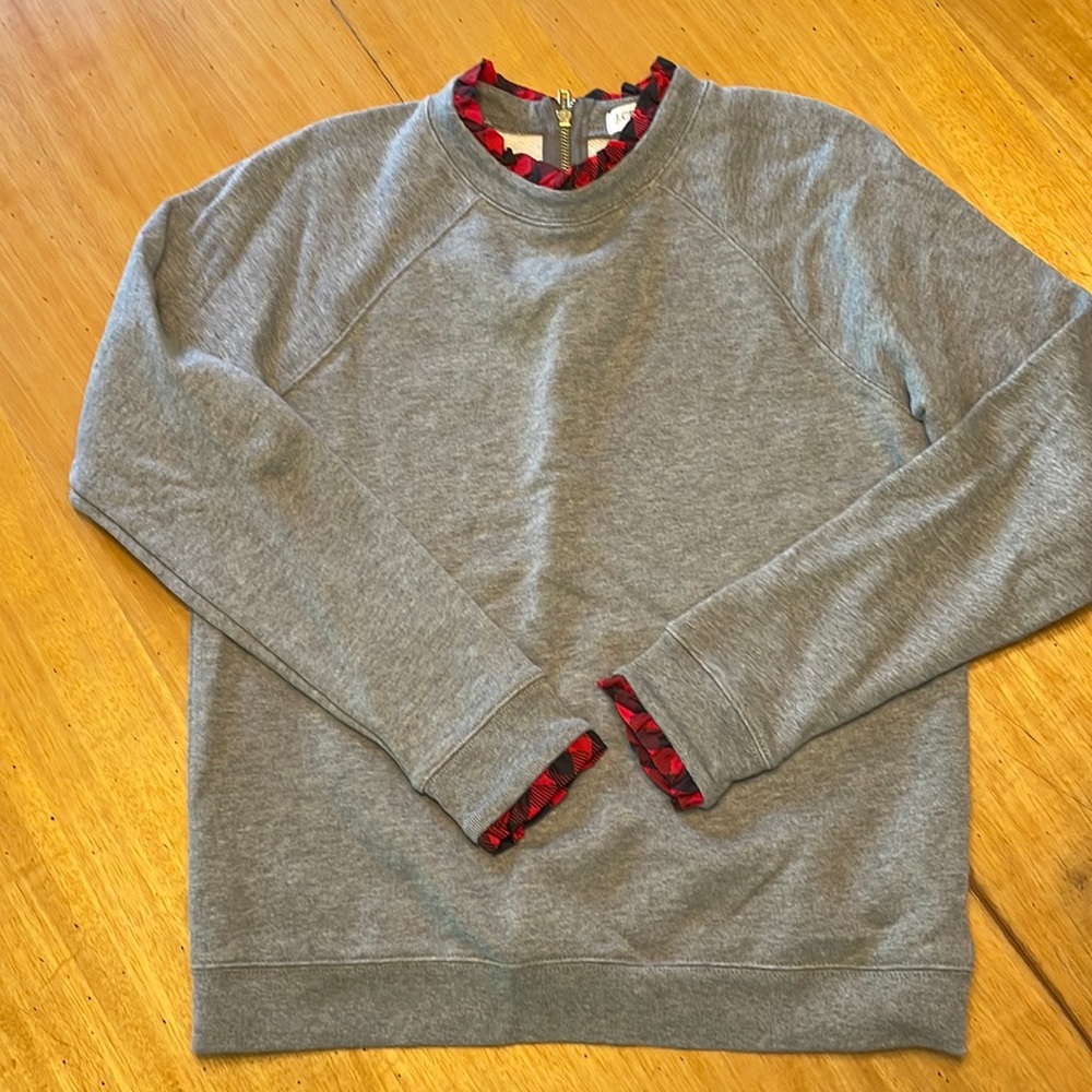 J. Crew Factory Sweatshirt with Plaid Detail